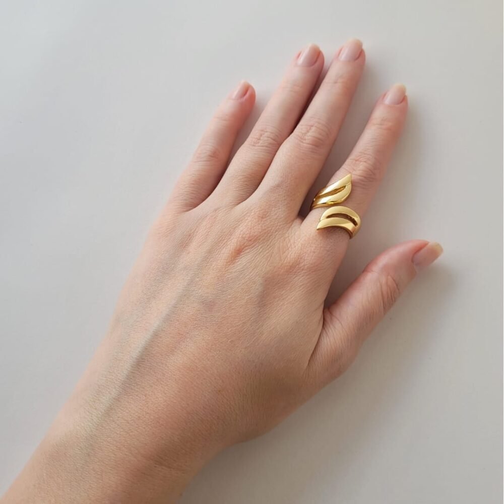 Anel asas banho ouro 18k - Imagem 2