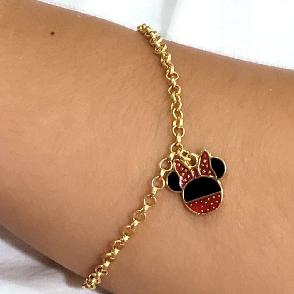 Pulseira infantil pingente esmaltado banho ouro 18k - Imagem 3