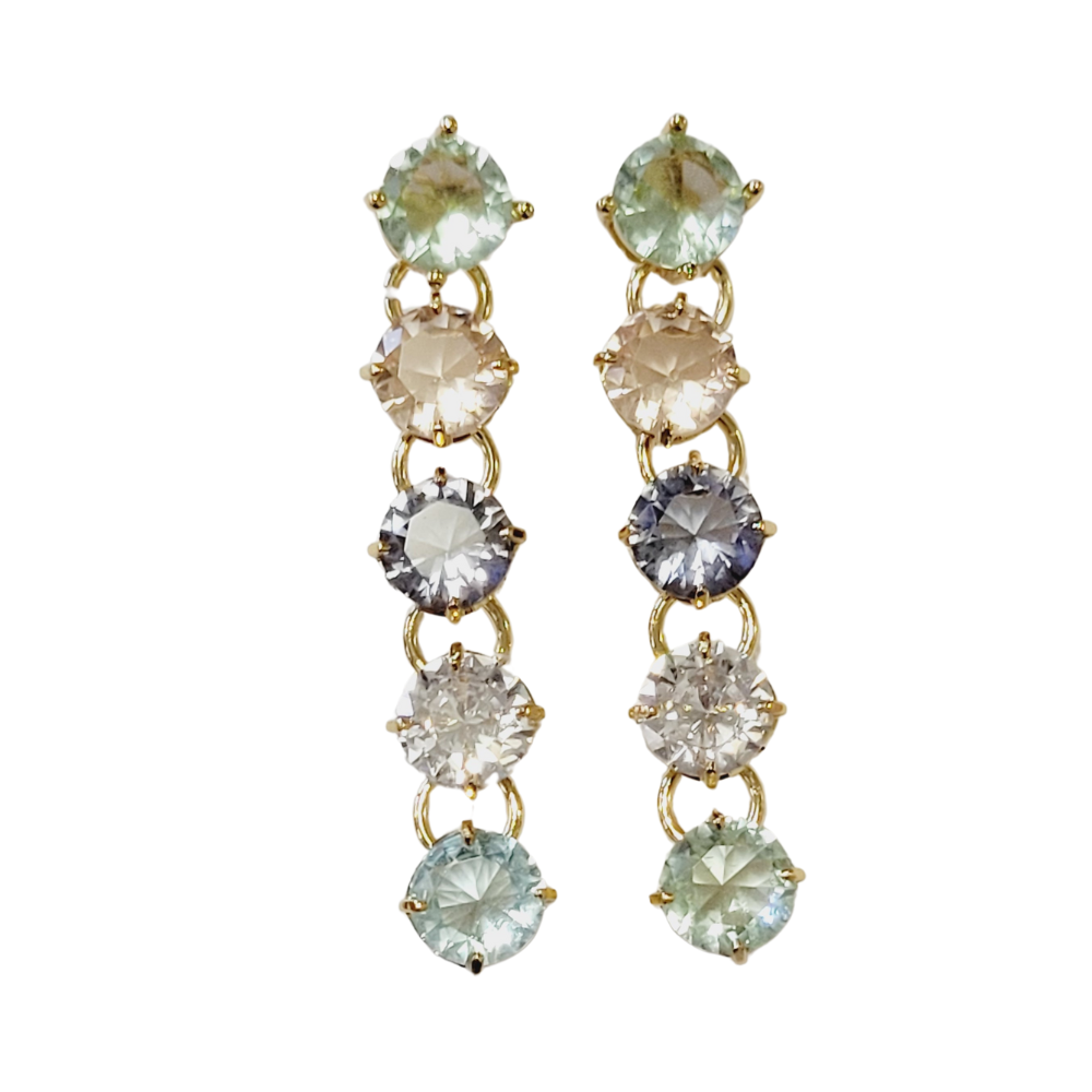 Brinco 5 zirconias banho ouro 18k