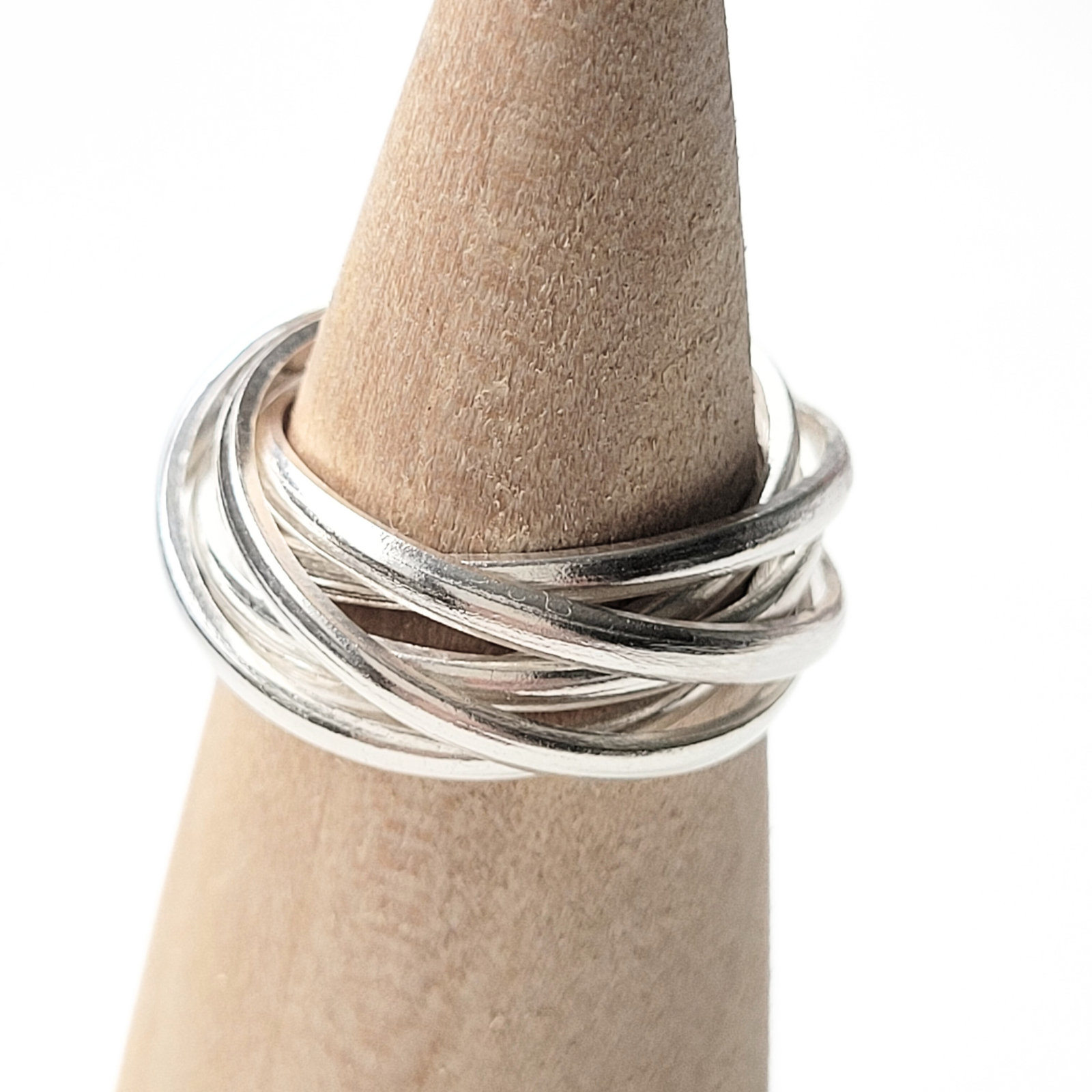 Aliança 6 aros entrelaçadas prata 950 - Imagem 3