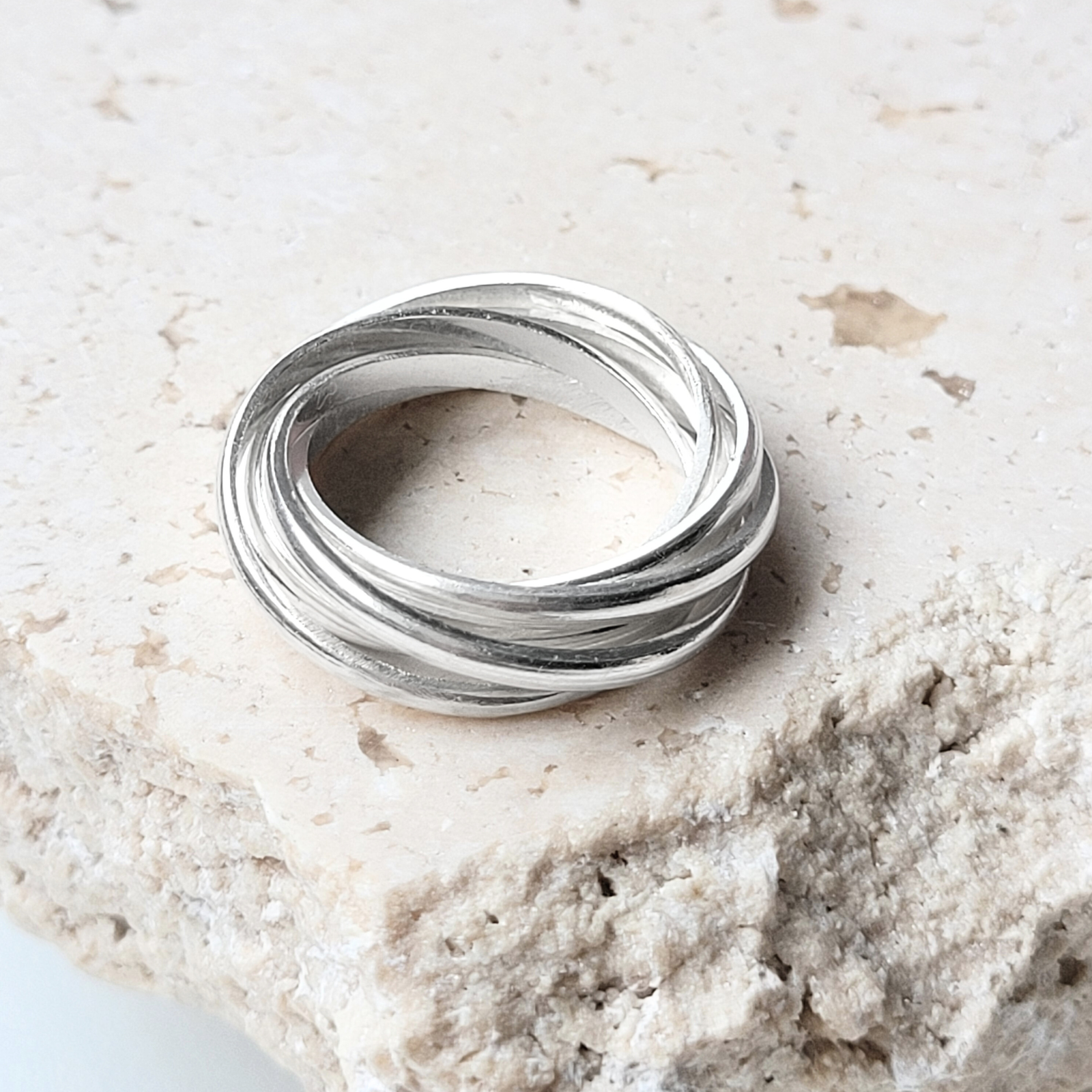 Aliança 6 aros entrelaçadas prata 950 - Imagem 2