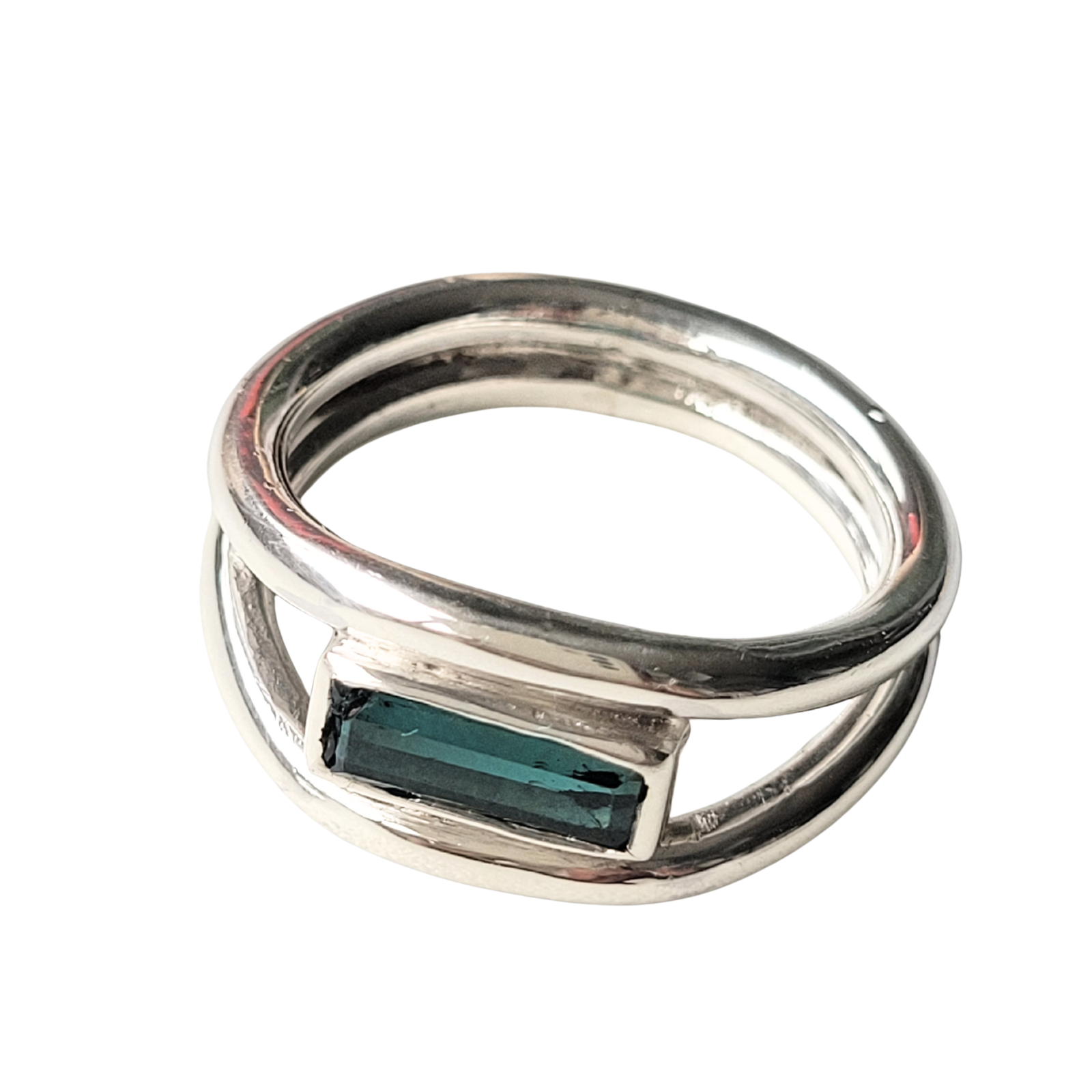 Anel aro duplo turmalina natural prata 950 - Imagem 3