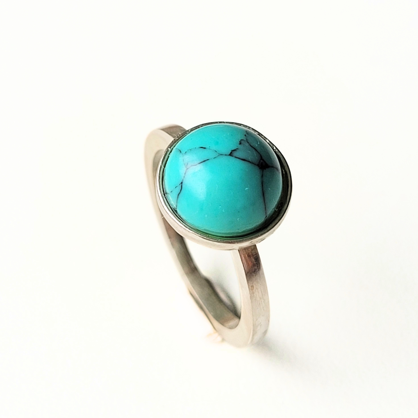 Anel turquesa natural prata 950 - Imagem 3