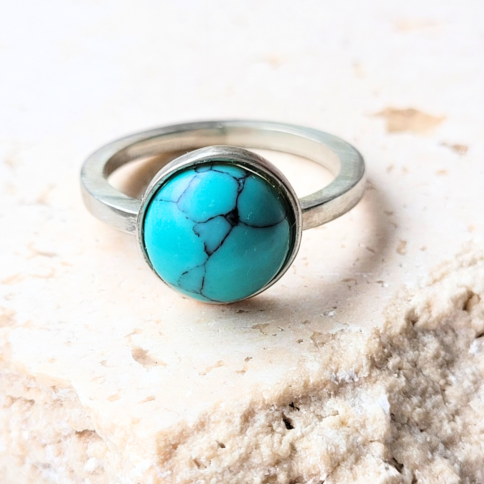 Anel turquesa natural prata 950 - Imagem 2