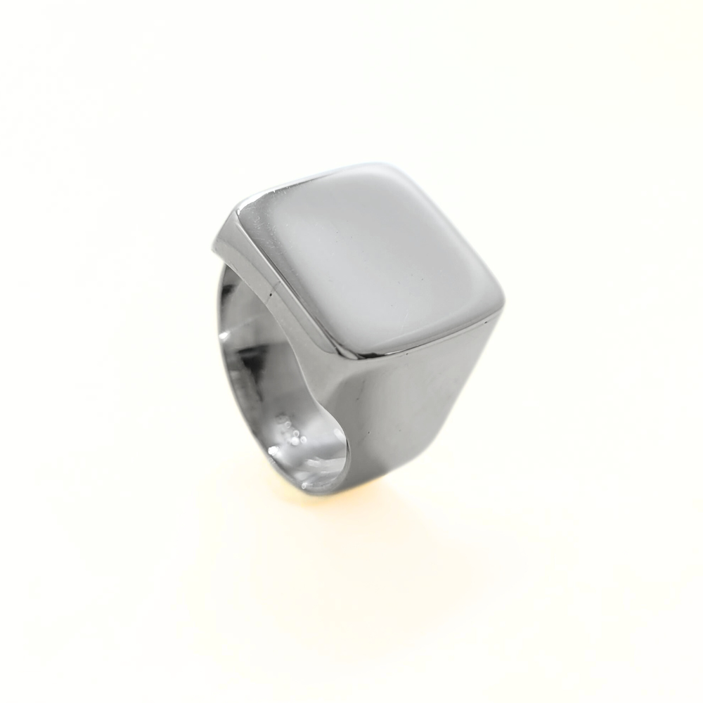 Anel chevalier quadrado prata 950