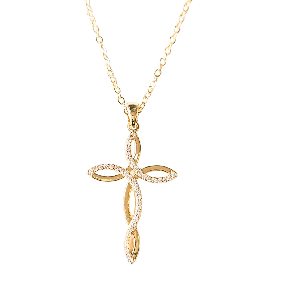 Colar cruz infinito banho ouro 18k